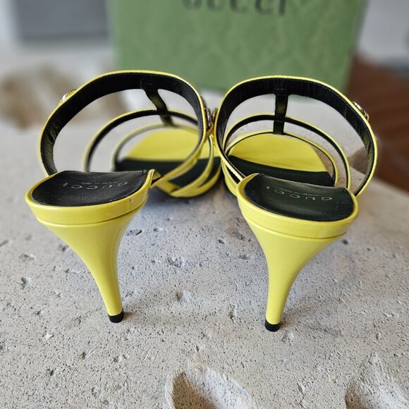 Gucci Slim Horsebit Slide Sandal 776643 CLG00 - 7212 Yellow Leather Size 37+ New - Picture 5 of 11